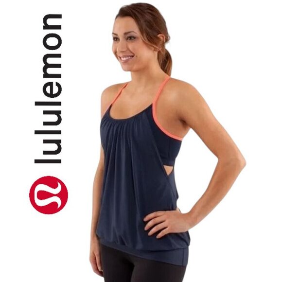 NEW Lululemon Yoga Running Exercise Tank Top 2 colors Navy Blue+ Neon Pink - Picture 1 of 16